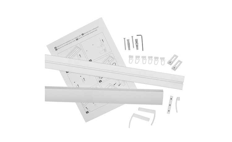 Szyna 2+1 aluminiowa biała pojedyncza z maskownicą i agrafkami
