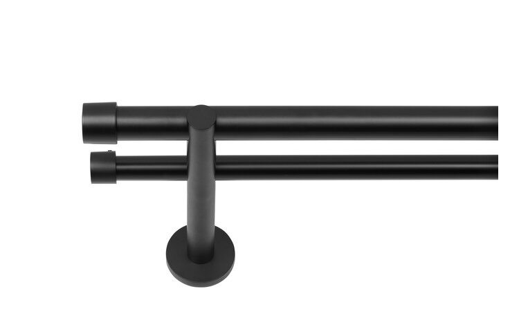 Wspornik prosty podwójny czarny mat fi 25/19